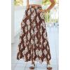 image:imageBTFBM Long Skirts for Women Summer 2026 Elastic High Waist Flowy A Line Casual Boho Tiered Floral Maxi Skirt PocketsBrown White Flower
