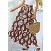 image:imageBTFBM Long Skirts for Women Summer 2026 Elastic High Waist Flowy A Line Casual Boho Tiered Floral Maxi Skirt PocketsBrown White Flower