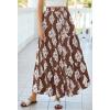 image:imageBTFBM Long Skirts for Women Summer 2026 Elastic High Waist Flowy A Line Casual Boho Tiered Floral Maxi Skirt PocketsBrown White Flower