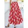 image:imageBTFBM Long Skirts for Women Summer 2026 Elastic High Waist Flowy A Line Casual Boho Tiered Floral Maxi Skirt PocketsFloral Red White Flower