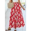 image:imageBTFBM Long Skirts for Women Summer 2026 Elastic High Waist Flowy A Line Casual Boho Tiered Floral Maxi Skirt PocketsFloral Red White Flower