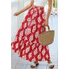 image:imageBTFBM Long Skirts for Women Summer 2026 Elastic High Waist Flowy A Line Casual Boho Tiered Floral Maxi Skirt PocketsFloral Red White Flower