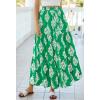 image:imageBTFBM Long Skirts for Women Summer 2026 Elastic High Waist Flowy A Line Casual Boho Tiered Floral Maxi Skirt PocketsGreen White Flower