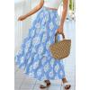 image:imageBTFBM Long Skirts for Women Summer 2026 Elastic High Waist Flowy A Line Casual Boho Tiered Floral Maxi Skirt PocketsLight Blue White Flower