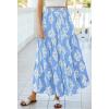 image:imageBTFBM Long Skirts for Women Summer 2026 Elastic High Waist Flowy A Line Casual Boho Tiered Floral Maxi Skirt PocketsLight Blue White Flower