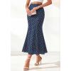 image:imageBTFBM Maxi Skirts for Women 2026 Summer Spring Lightweight A Line High Waisted Wedding Guest Party Silk Long Midi SkirtDot Navy White
