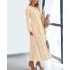 image:imageBTFBM Spring Dresses for Women 2026 Casual Long Sleeve V Neck Elastic Waist Lightweight Maxi Wedding Guest Dress PocketsApricot