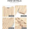 image:imageBTFBM Spring Dresses for Women 2026 Casual Long Sleeve V Neck Elastic Waist Lightweight Maxi Wedding Guest Dress PocketsApricot