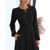image:imageBTFBM Spring Dresses for Women 2026 Casual Long Sleeve V Neck Elastic Waist Lightweight Maxi Wedding Guest Dress PocketsBlack