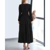 image:imageBTFBM Spring Dresses for Women 2026 Casual Long Sleeve V Neck Elastic Waist Lightweight Maxi Wedding Guest Dress PocketsBlack