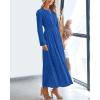 image:imageBTFBM Spring Dresses for Women 2026 Casual Long Sleeve V Neck Elastic Waist Lightweight Maxi Wedding Guest Dress PocketsBlue