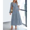 image:imageBTFBM Spring Dresses for Women 2026 Casual Long Sleeve V Neck Elastic Waist Lightweight Maxi Wedding Guest Dress PocketsBlue Grey