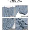 image:imageBTFBM Spring Dresses for Women 2026 Casual Long Sleeve V Neck Elastic Waist Lightweight Maxi Wedding Guest Dress PocketsBlue Grey