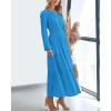 image:imageBTFBM Spring Dresses for Women 2026 Casual Long Sleeve V Neck Elastic Waist Lightweight Maxi Wedding Guest Dress PocketsBrilliant Blue