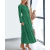 image:imageBTFBM Spring Dresses for Women 2026 Casual Long Sleeve V Neck Elastic Waist Lightweight Maxi Wedding Guest Dress PocketsDark Green
