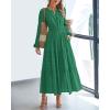 image:imageBTFBM Spring Dresses for Women 2026 Casual Long Sleeve V Neck Elastic Waist Lightweight Maxi Wedding Guest Dress PocketsDark Green