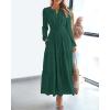 image:imageBTFBM Spring Dresses for Women 2026 Casual Long Sleeve V Neck Elastic Waist Lightweight Maxi Wedding Guest Dress PocketsHunter Green