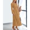 image:imageBTFBM Spring Dresses for Women 2026 Casual Long Sleeve V Neck Elastic Waist Lightweight Maxi Wedding Guest Dress PocketsKhaki