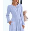 image:imageBTFBM Spring Dresses for Women 2026 Casual Long Sleeve V Neck Elastic Waist Lightweight Maxi Wedding Guest Dress PocketsLight Blue