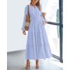 image:imageBTFBM Spring Dresses for Women 2026 Casual Long Sleeve V Neck Elastic Waist Lightweight Maxi Wedding Guest Dress PocketsLight Blue