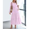 image:imageBTFBM Spring Dresses for Women 2026 Casual Long Sleeve V Neck Elastic Waist Lightweight Maxi Wedding Guest Dress PocketsLight Pink Purple