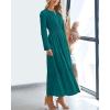 image:imageBTFBM Spring Dresses for Women 2026 Casual Long Sleeve V Neck Elastic Waist Lightweight Maxi Wedding Guest Dress PocketsMalachite Green
