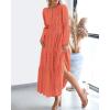 image:imageBTFBM Spring Dresses for Women 2026 Casual Long Sleeve V Neck Elastic Waist Lightweight Maxi Wedding Guest Dress PocketsOrange