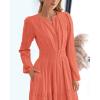 image:imageBTFBM Spring Dresses for Women 2026 Casual Long Sleeve V Neck Elastic Waist Lightweight Maxi Wedding Guest Dress PocketsOrange