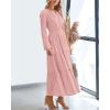 image:imageBTFBM Spring Dresses for Women 2026 Casual Long Sleeve V Neck Elastic Waist Lightweight Maxi Wedding Guest Dress PocketsPink