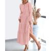 image:imageBTFBM Spring Dresses for Women 2026 Casual Long Sleeve V Neck Elastic Waist Lightweight Maxi Wedding Guest Dress PocketsPink