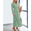 image:imageBTFBM Spring Dresses for Women 2026 Casual Long Sleeve V Neck Elastic Waist Lightweight Maxi Wedding Guest Dress PocketsSage Green