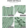 image:imageBTFBM Spring Dresses for Women 2026 Casual Long Sleeve V Neck Elastic Waist Lightweight Maxi Wedding Guest Dress PocketsSage Green
