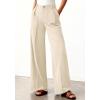 image:imageBTFBM Wide Leg Pants Woman 2026 High Waisted Button Business Casual Dressy Trousers Office Work Palazzo Pants PocketsBeige