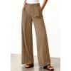 image:imageBTFBM Wide Leg Pants Woman 2026 High Waisted Button Business Casual Dressy Trousers Office Work Palazzo Pants PocketsKhaki