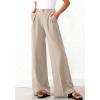 image:imageBTFBM Wide Leg Pants Woman 2026 High Waisted Button Business Casual Dressy Trousers Office Work Palazzo Pants PocketsLight Khaki