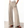 image:imageBTFBM Wide Leg Pants Woman 2026 High Waisted Button Business Casual Dressy Trousers Office Work Palazzo Pants PocketsLight Khaki