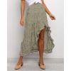image:imageBTFBM Women 2026 Spring Summer Long Skirts Dress Boho Floral Elastic Waist Split Ruffle High Low Beach Maxi Skirt ClothesGreen