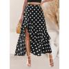 image:imageBTFBM Women 2026 Spring Summer Long Skirts Dress Boho Floral Elastic Waist Split Ruffle High Low Beach Maxi Skirt ClothesPolka Dot Black