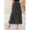 image:imageBTFBM Women 2026 Spring Summer Long Skirts Dress Boho Floral Elastic Waist Split Ruffle High Low Beach Maxi Skirt ClothesPolka Dot Black