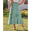 image:imageBTFBM Women 2026 Spring Summer Long Skirts Dress Boho Floral Elastic Waist Split Ruffle High Low Beach Maxi Skirt ClothesPrint Floral Green