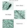 image:imageBTFBM Women 2026 Spring Summer Long Skirts Dress Boho Floral Elastic Waist Split Ruffle High Low Beach Maxi Skirt ClothesPrint Floral Green