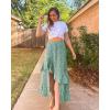 image:imageBTFBM Women 2026 Spring Summer Long Skirts Dress Boho Floral Elastic Waist Split Ruffle High Low Beach Maxi Skirt ClothesPrint Floral Green