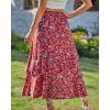 image:imageBTFBM Women 2026 Spring Summer Long Skirts Dress Boho Floral Elastic Waist Split Ruffle High Low Beach Maxi Skirt ClothesPrint Floral Red
