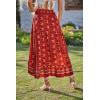 image:imageBTFBM Women 2026 Spring Summer Long Skirts Dress Boho Floral Elastic Waist Split Ruffle High Low Beach Maxi Skirt ClothesX  Floral Red