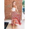 image:imageBTFBM Women 2026 Spring Summer Long Skirts Dress Boho Floral Elastic Waist Split Ruffle High Low Beach Maxi Skirt ClothesXred