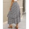 image:imageBTFBM Women 2026 Spring Summer Long Skirts Dress Boho Floral Elastic Waist Split Ruffle High Low Beach Maxi Skirt ClothesZnavy