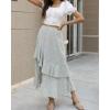 image:imageBTFBM Women 2026 Spring Summer Long Skirts Dress Boho Floral Elastic Waist Split Ruffle High Low Beach Maxi Skirt ClothesZwhite