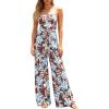 image:imageBTFBM Jumpsuits For Women Casual 2026 Floral Strapless Jumpsuit Wide Leg Rompers Beach Vacation Clothes Summer OutfitsFloral Brown White Blue