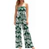 image:imageBTFBM Jumpsuits For Women Casual 2026 Floral Strapless Jumpsuit Wide Leg Rompers Beach Vacation Clothes Summer OutfitsFloral Dark Green White