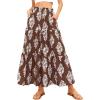 image:imageBTFBM Long Skirts for Women Summer 2026 Elastic High Waist Flowy A Line Casual Boho Tiered Floral Maxi Skirt PocketsBrown White Flower